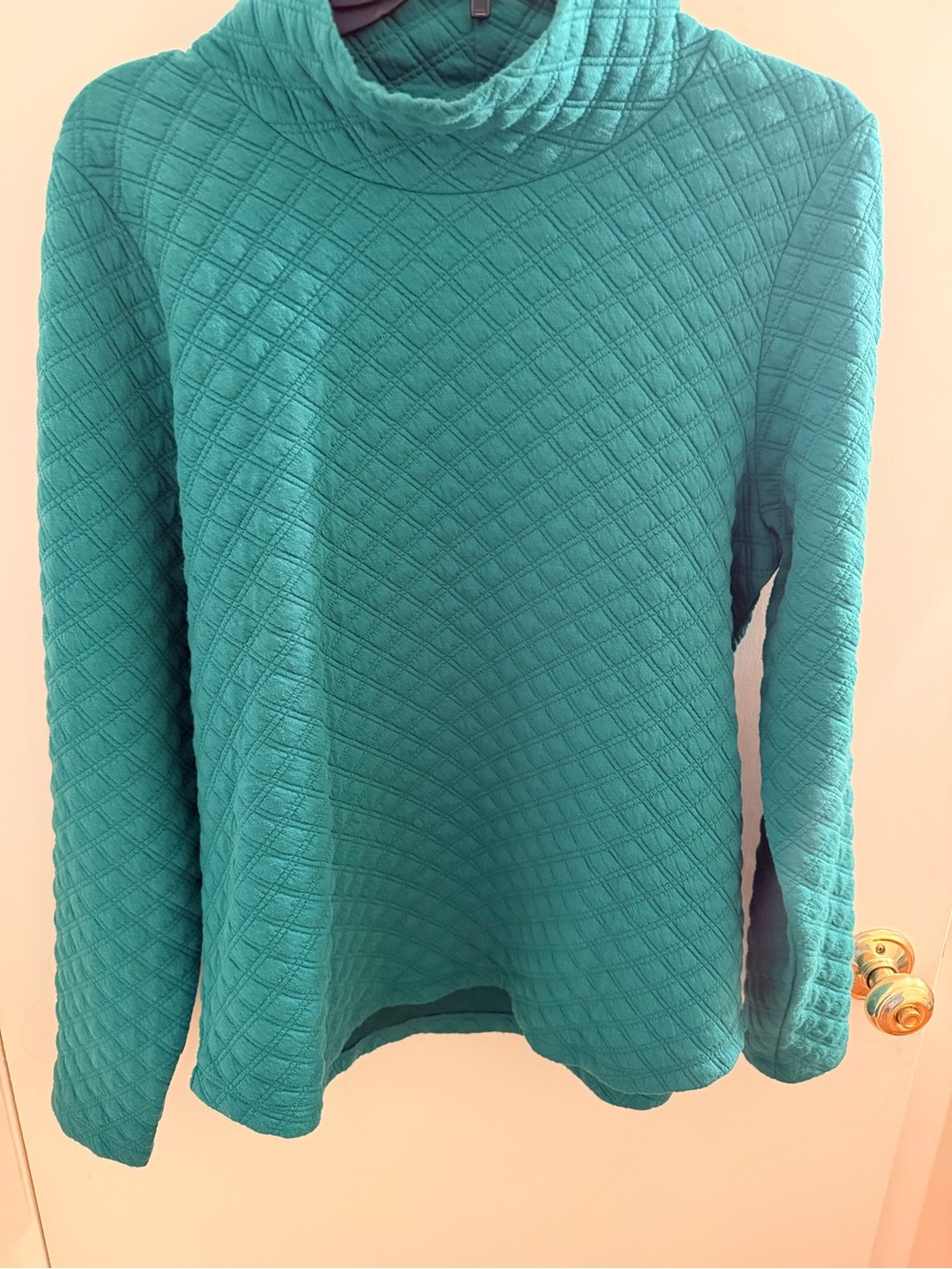 J. Crew Quilted Cowl Neck Pullover in Teal